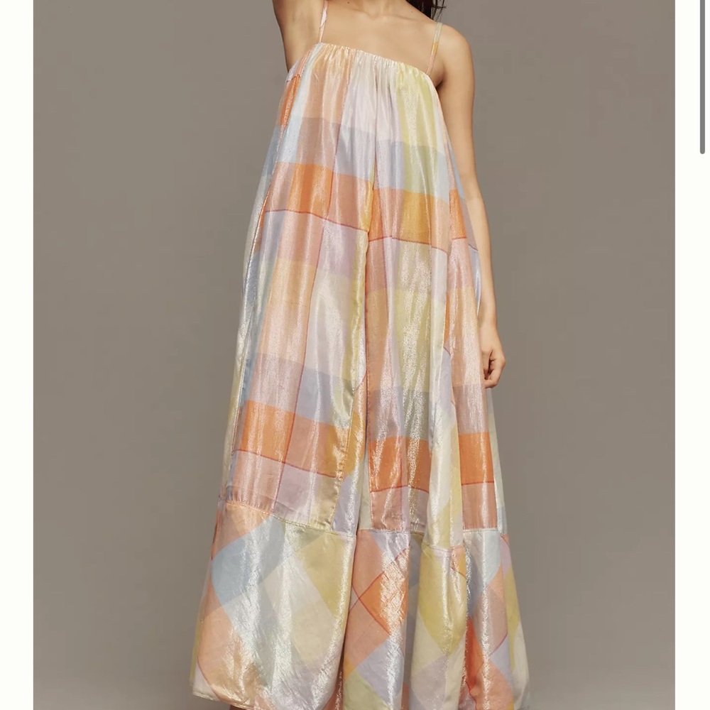 Anthropologie plaid maxi dress